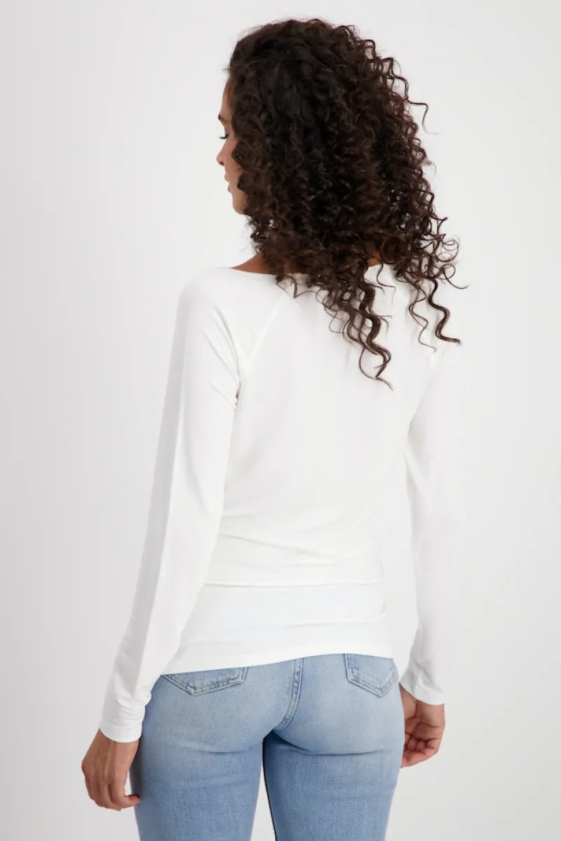Monari Shirts*Basic Shirt mit Glanznaht off-white