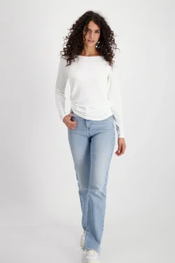 Monari Shirts*Basic Shirt mit Glanznaht off-white