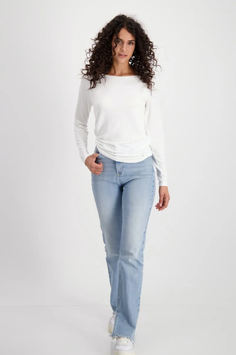 Monari Shirts*Basic Shirt mit Glanznaht off-white