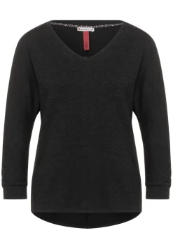 Street One Shirts*Basic Shirt mit Raffung anthracite melange