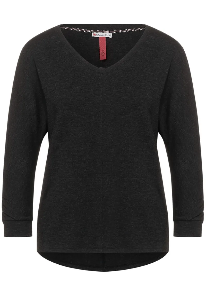 Street One Shirts*Basic Shirt mit Raffung anthracite melange