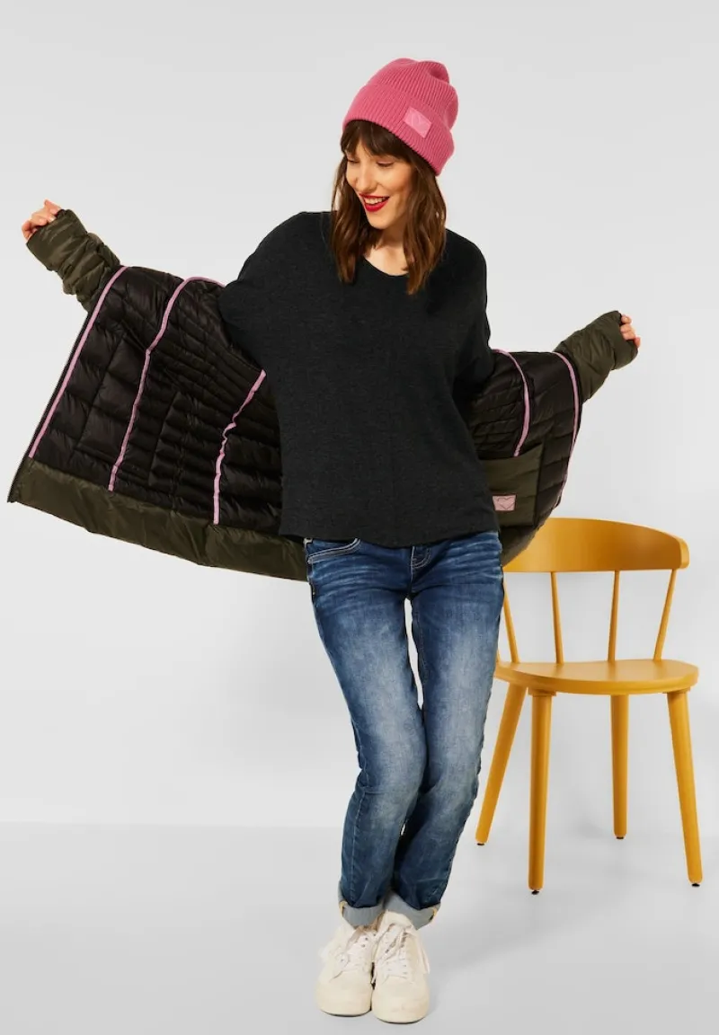 Street One Shirts*Basic Shirt mit Raffung anthracite melange