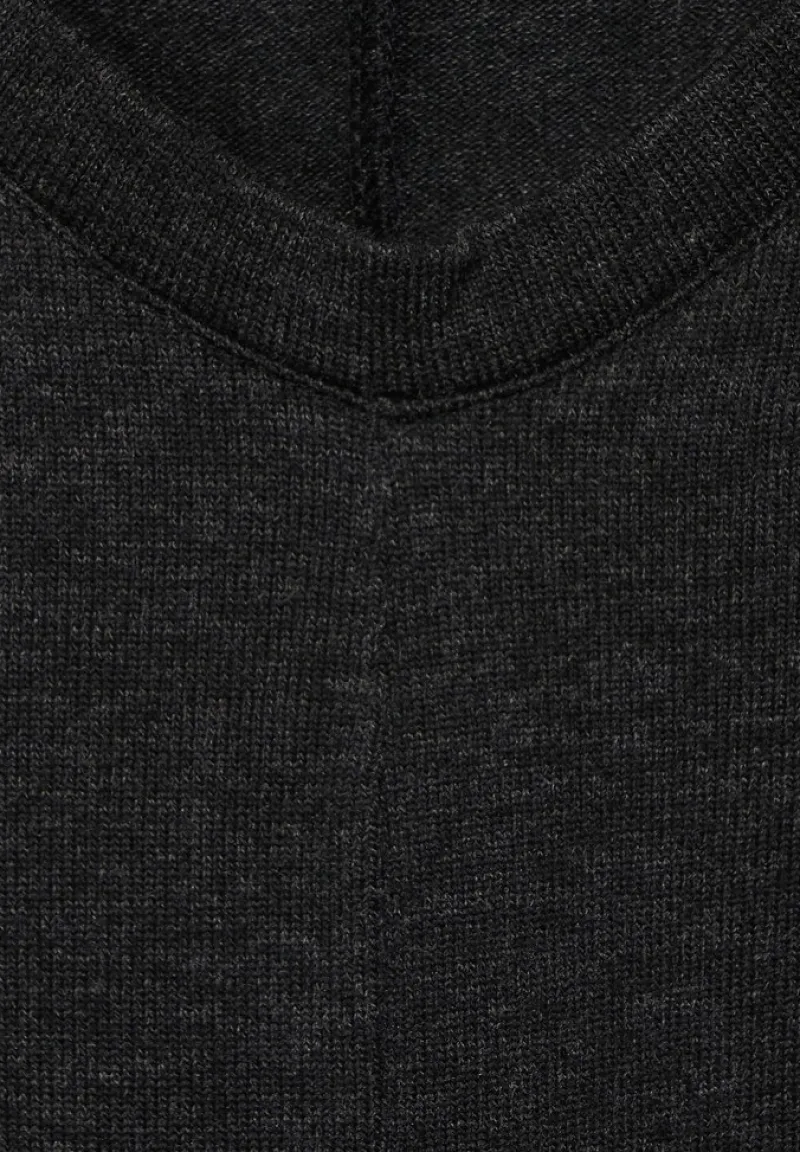 Street One Shirts*Basic Shirt mit Raffung anthracite melange