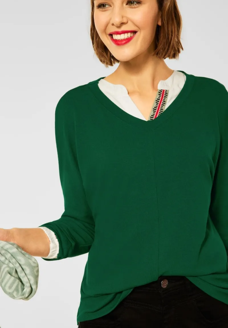 Street One Shirts*Basic Shirt mit Raffung timeless green