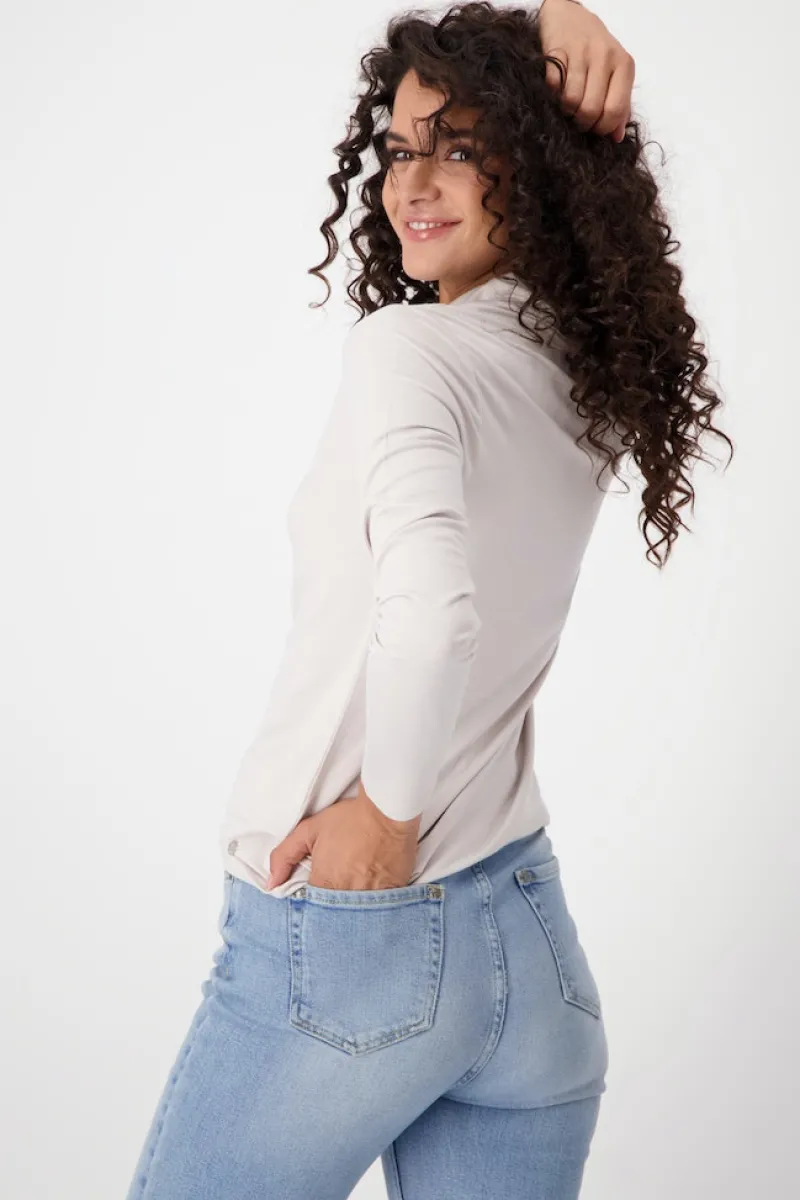 Monari Shirts*Basic Shirt mit Stehkragen stone