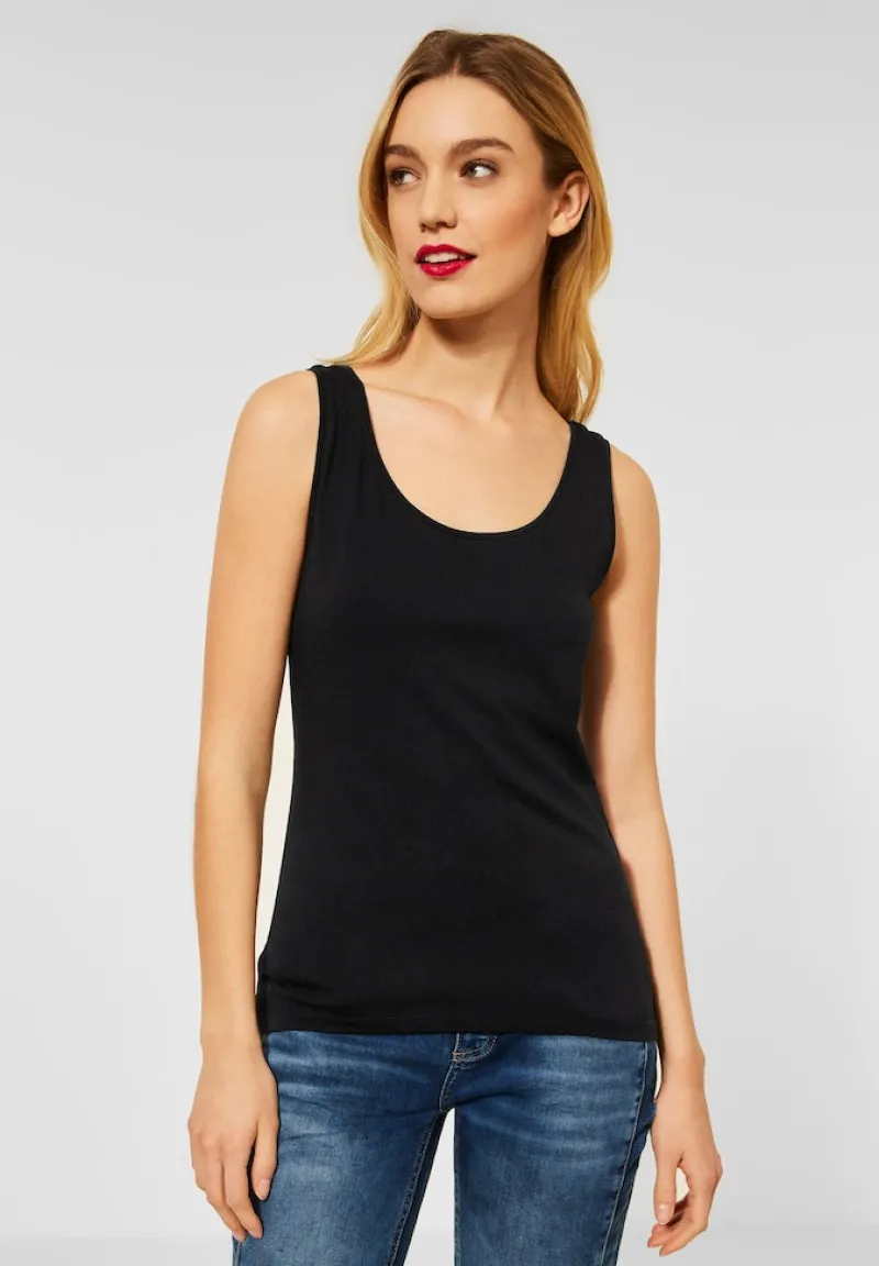 Street One Shirts*Basic Top in Unifarbe Black