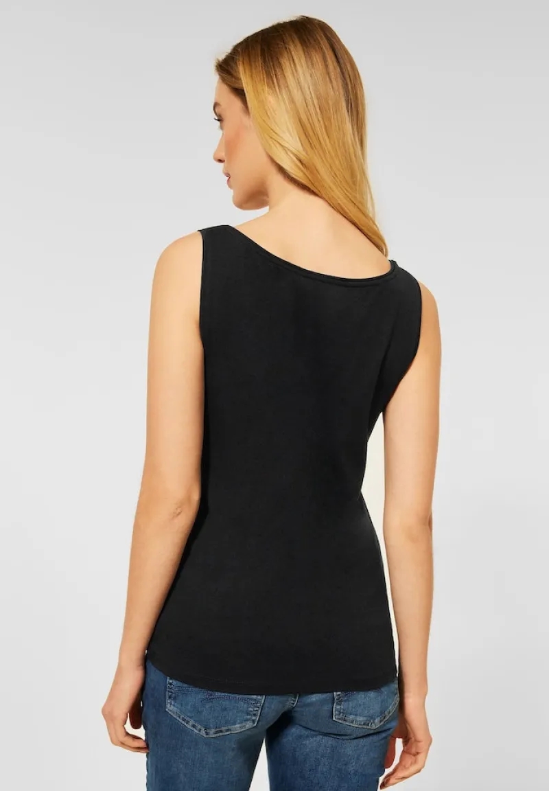 Street One Shirts*Basic Top in Unifarbe Black