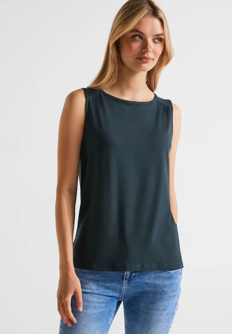 Street One Shirts*Basic Top in Unifarbe cool vintage green