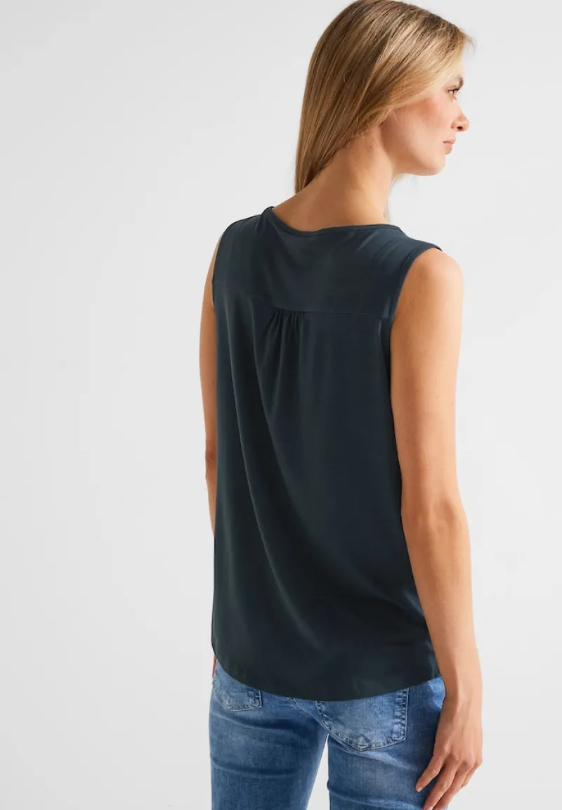 Street One Shirts*Basic Top in Unifarbe cool vintage green