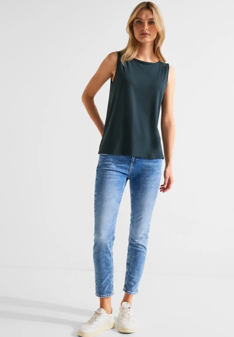 Street One Shirts*Basic Top in Unifarbe cool vintage green