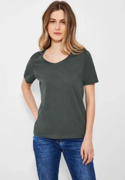 Cecil Shirts*Basic T-Shirt in Unifarbe easy khaki