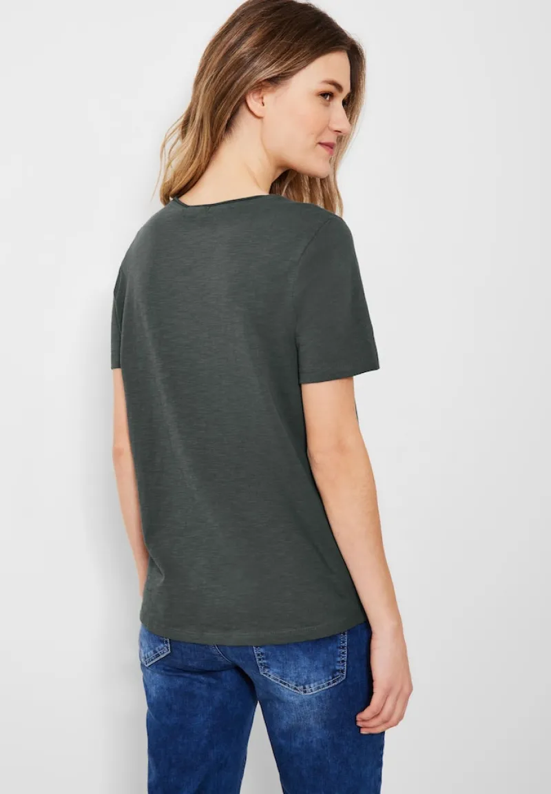 Cecil Shirts*Basic T-Shirt in Unifarbe easy khaki
