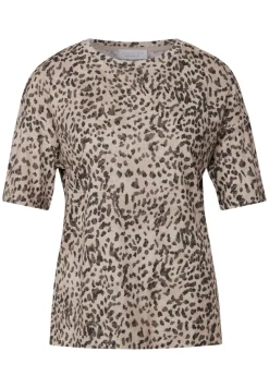 STREET ONE STUDIO Shirts*Basic T-Shirt mit Leo-Muster creamy brown
