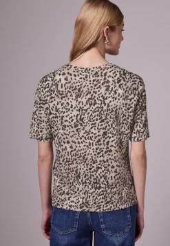 STREET ONE STUDIO Shirts*Basic T-Shirt mit Leo-Muster creamy brown