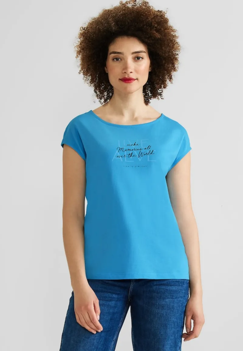 Street One Shirts*Basic T-Shirt mit Wording splash blue