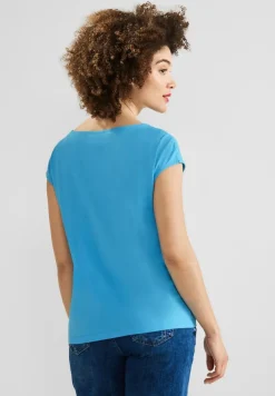 Street One Shirts*Basic T-Shirt mit Wording splash blue