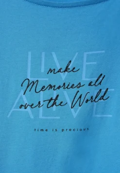 Street One Shirts*Basic T-Shirt mit Wording splash blue