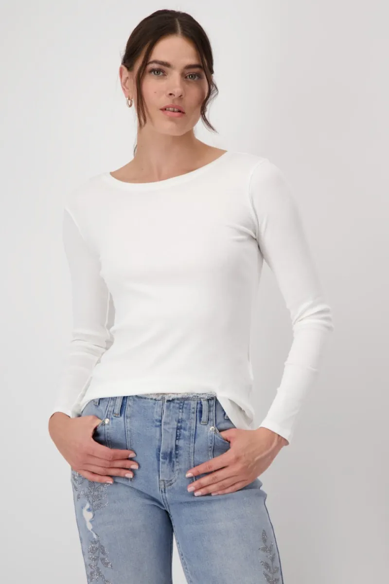 Monari Shirts*Basic-Shirt aus Pima-Baumwolle off-white