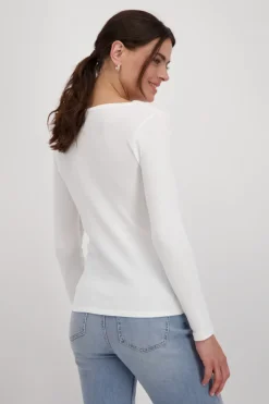 Monari Shirts*Basic-Shirt aus Pima-Baumwolle off-white