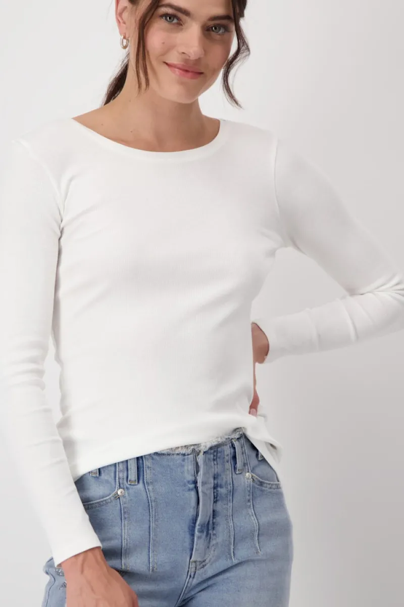 Monari Shirts*Basic-Shirt aus Pima-Baumwolle off-white