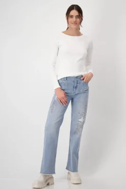 Monari Shirts*Basic-Shirt aus Pima-Baumwolle off-white