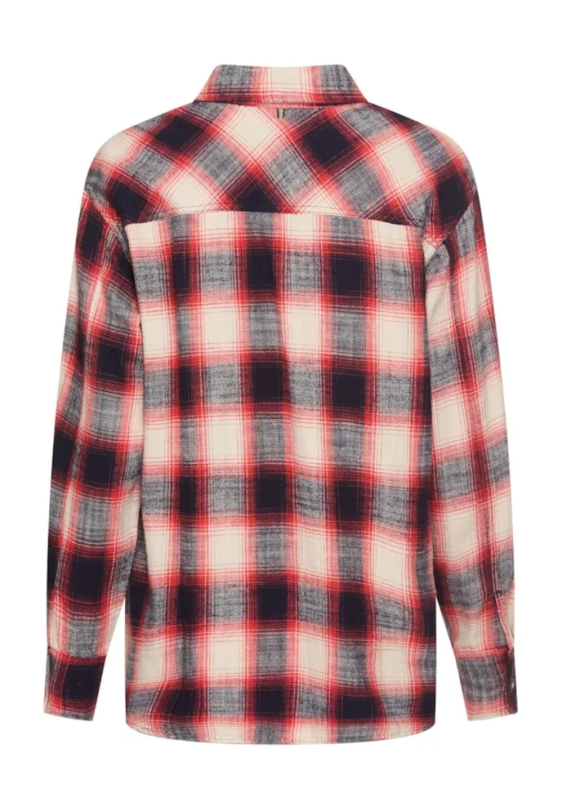 Camel Active Blusen*Baumwollbluse mit Brusttasche flame check