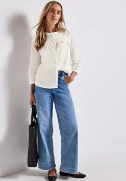 Street One Blusen*Baumwollbluse mit Details off white