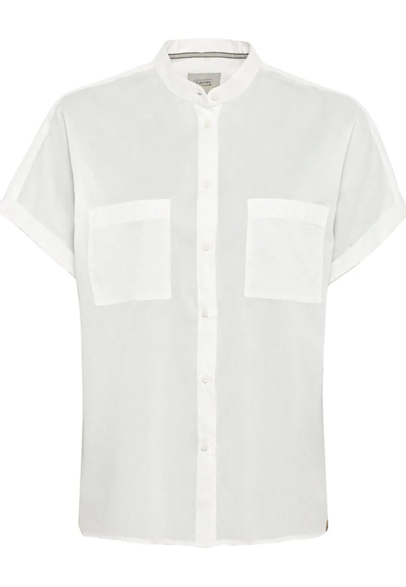 Camel Active Blusen*Baumwollbluse mit Stehkragen milk white