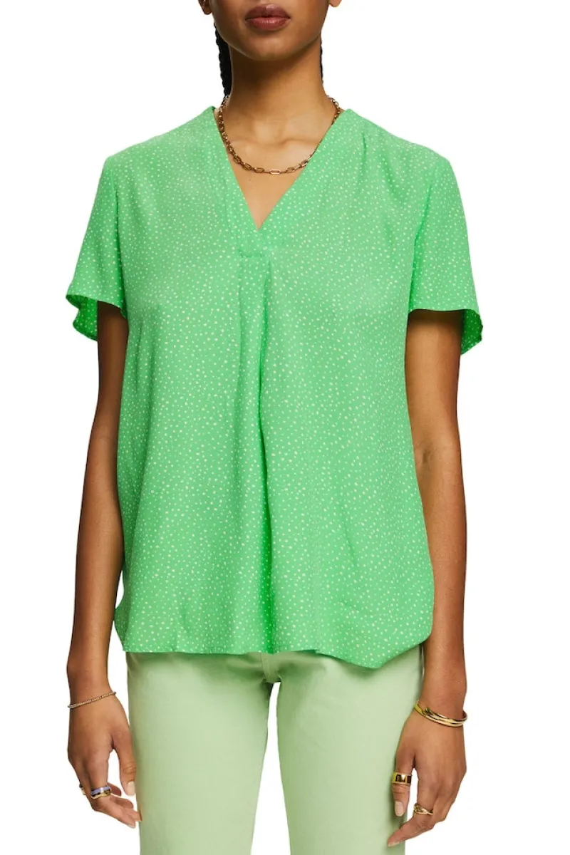 Esprit Blusen*Bedruckte Bluse mit V-Ausschnitt citrus green