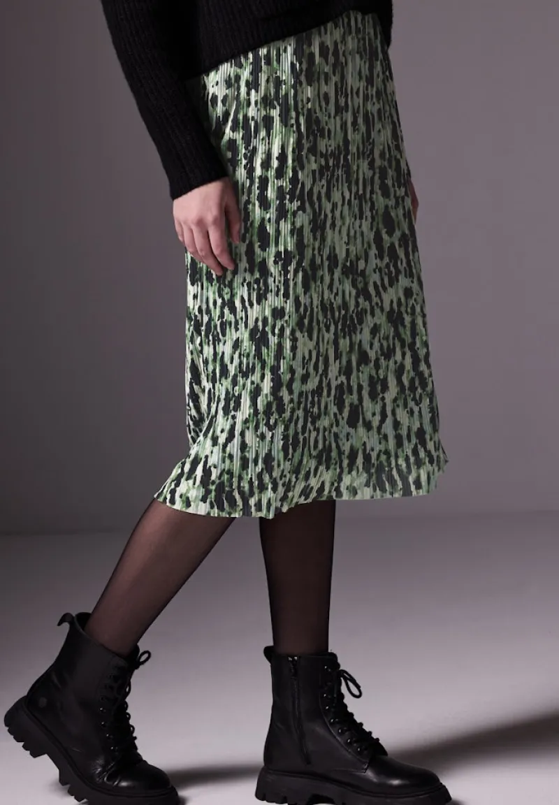 STREET ONE STUDIO Röcke*Bedruckter Plissée-Mesh-Rock vivid green