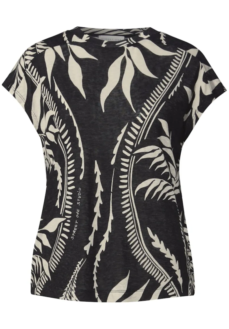 STREET ONE STUDIO Shirts*Bedrucktes Leinen-Look Shirt Black