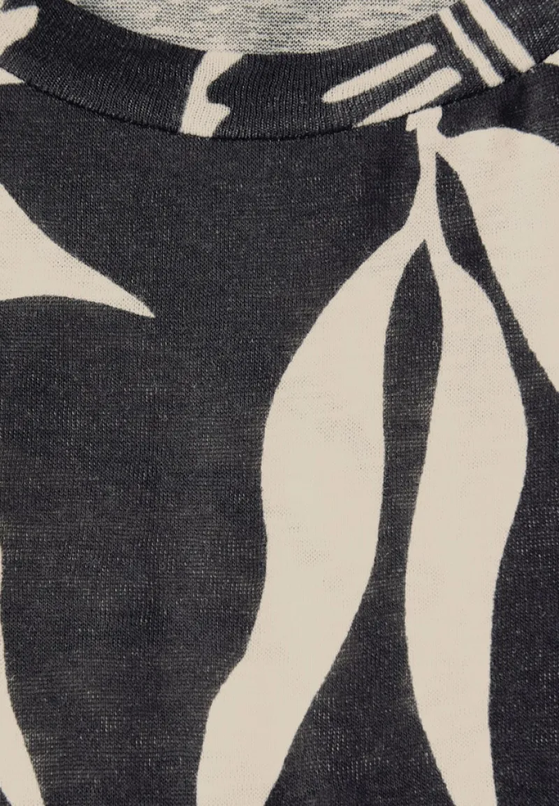 STREET ONE STUDIO Shirts*Bedrucktes Leinen-Look Shirt Black