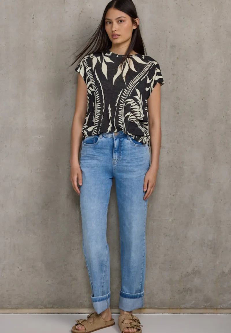 STREET ONE STUDIO Shirts*Bedrucktes Leinen-Look Shirt Black