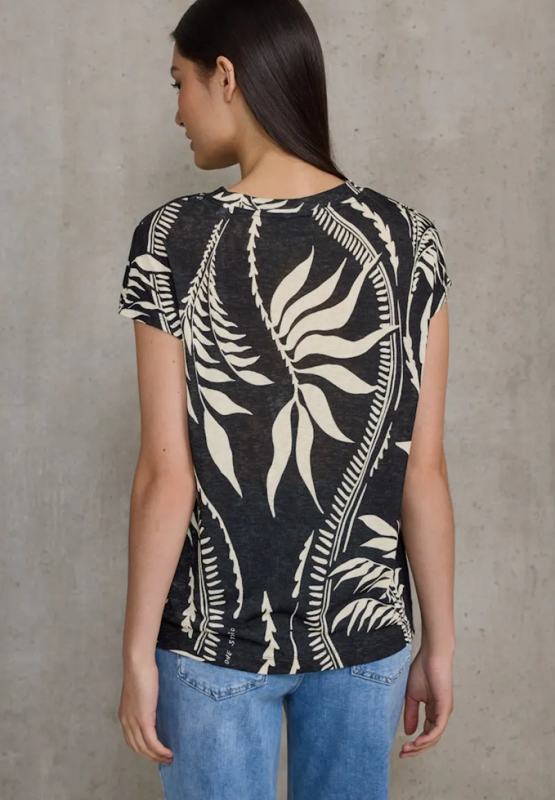 STREET ONE STUDIO Shirts*Bedrucktes Leinen-Look Shirt Black