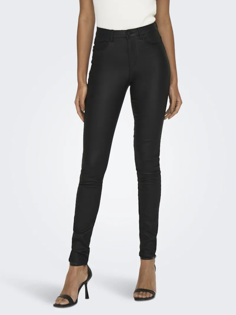 Only Hosen*Beschichete Skinny Jeans Black