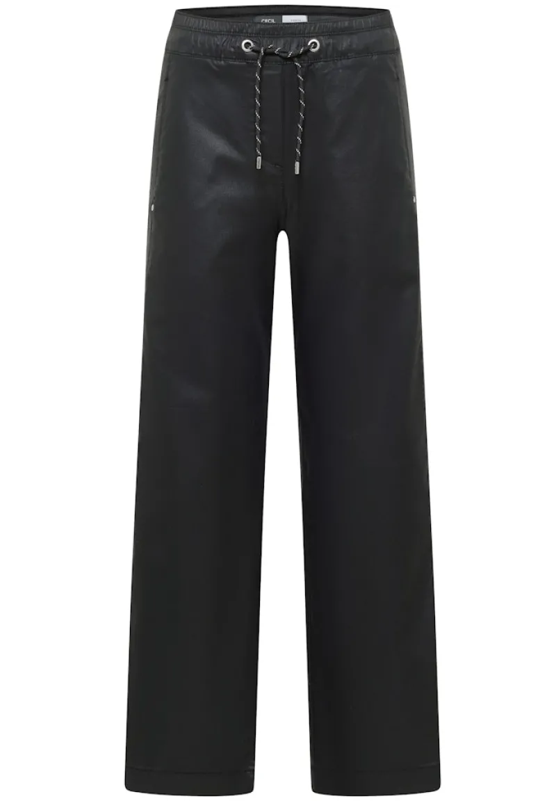 Cecil Hosen*Beschichtete Wide Leg Hose Black