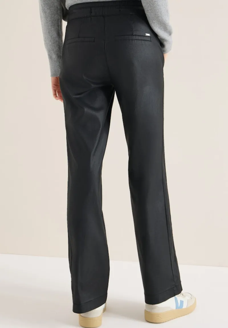 Cecil Hosen*Beschichtete Wide Leg Hose Black