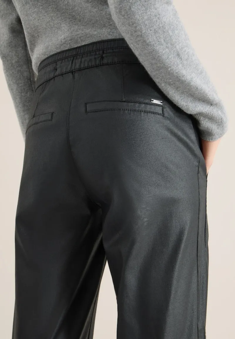 Cecil Hosen*Beschichtete Wide Leg Hose Black
