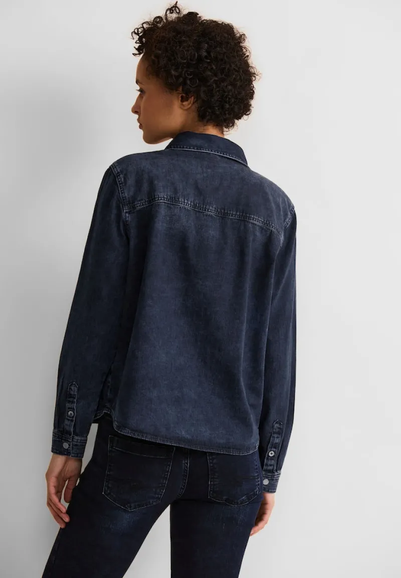 Street One Blusen*Blaue Jeansbluse blue soft wahsed