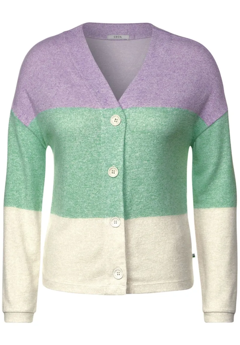 Cecil Pullover & Sweatshirts*Blockstreifen Strickjacke celery green melange