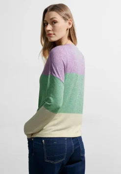 Cecil Pullover & Sweatshirts*Blockstreifen Strickjacke celery green melange