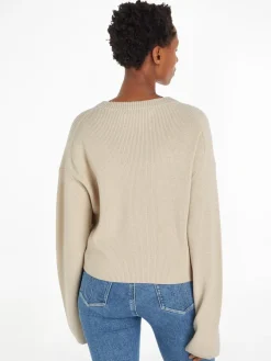 Calvin Klein Jeans Pullover & Sweatshirts*BLOWN UP CK LOOSE SWEATER classic beige