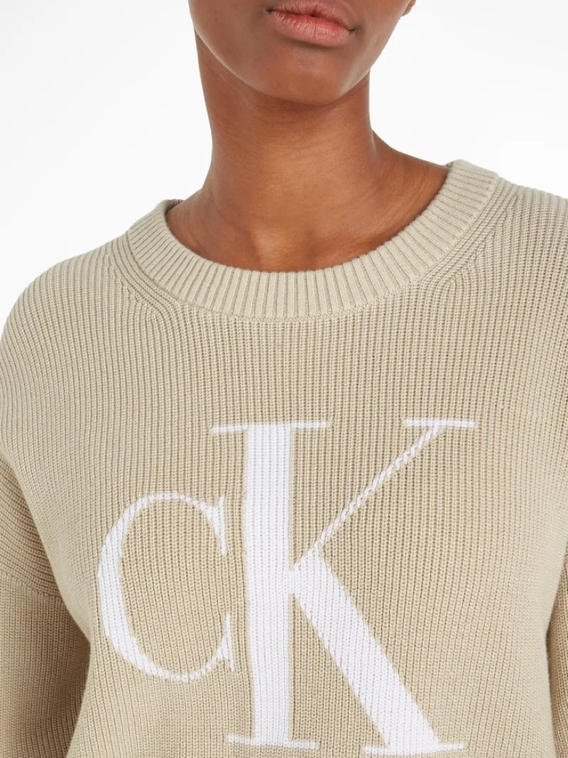 Calvin Klein Jeans Pullover & Sweatshirts*BLOWN UP CK LOOSE SWEATER classic beige