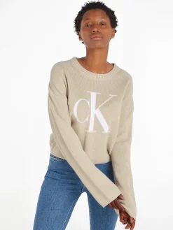 Calvin Klein Jeans Pullover & Sweatshirts*BLOWN UP CK LOOSE SWEATER classic beige