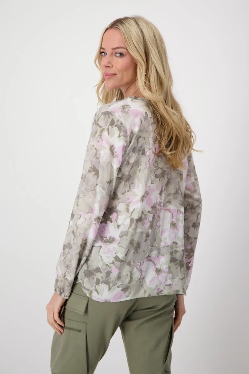 Monari Blusen*Blumen Bluse sage gemustert