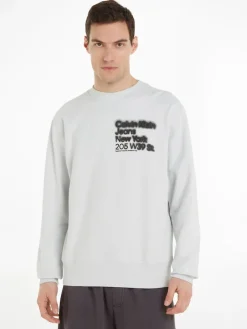 Calvin Klein Jeans Pullover & Sweatshirts|Big Boys*BLURRED ADDRESS LOGO CREW NECK ghost grey