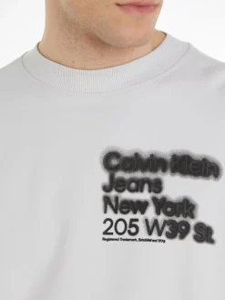 Calvin Klein Jeans Pullover & Sweatshirts|Big Boys*BLURRED ADDRESS LOGO CREW NECK ghost grey