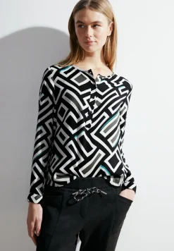 Cecil Blusen*Bluse mit Alloverprint Black