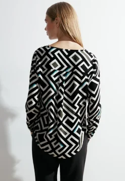 Cecil Blusen*Bluse mit Alloverprint Black