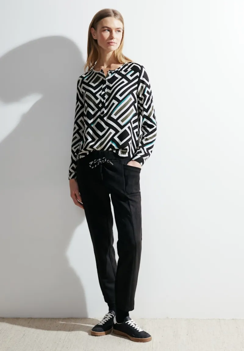 Cecil Blusen*Bluse mit Alloverprint Black
